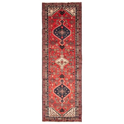 ECARPETGALLERY Hand-knotted Andelz Red Wool Rug - 3'1 x 10'2