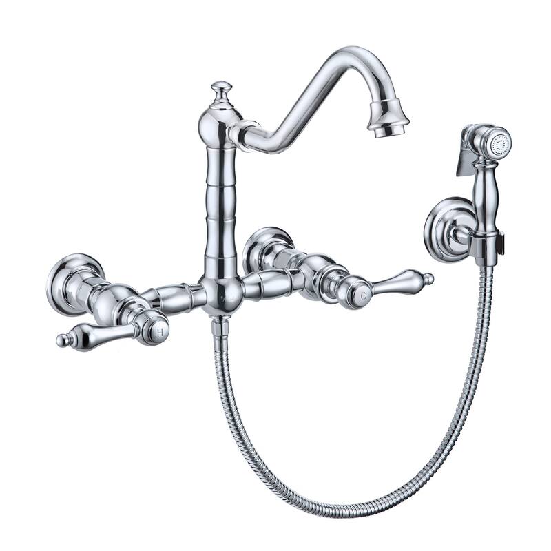 Whitehaus WHKWLV3-9402-NT Vintage III Plus 1.5 GPM Widespread Wall - Polished Chrome