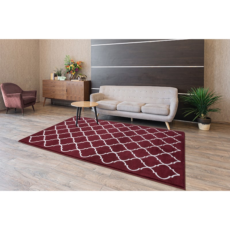 SUSSEXHOME Area Rugs Modern Desing for Living Room 2 x 3 Red/White - 2' x 3'