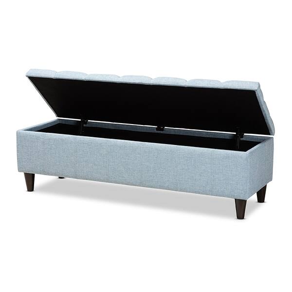 Jayden Light Blue Fabric Dark Brown Wood Storage Bench Ottoman On Sale Overstock 29874338 Traditional blue storage bench with rolled up arms: usd