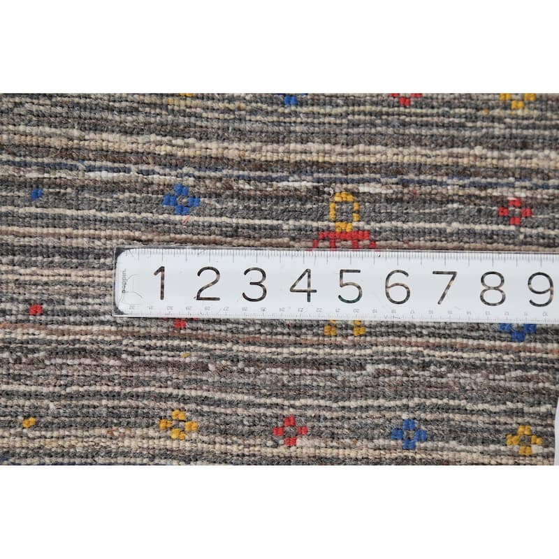 Striped Gabbeh Indian Area Rug Handmade Wool Carpet - 5'1"x 7'11"