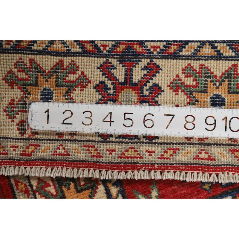 Traditional Kazak Oriental Rug Hand-Knotted Geometric Wool Carpet - 2'0"x 3'0"