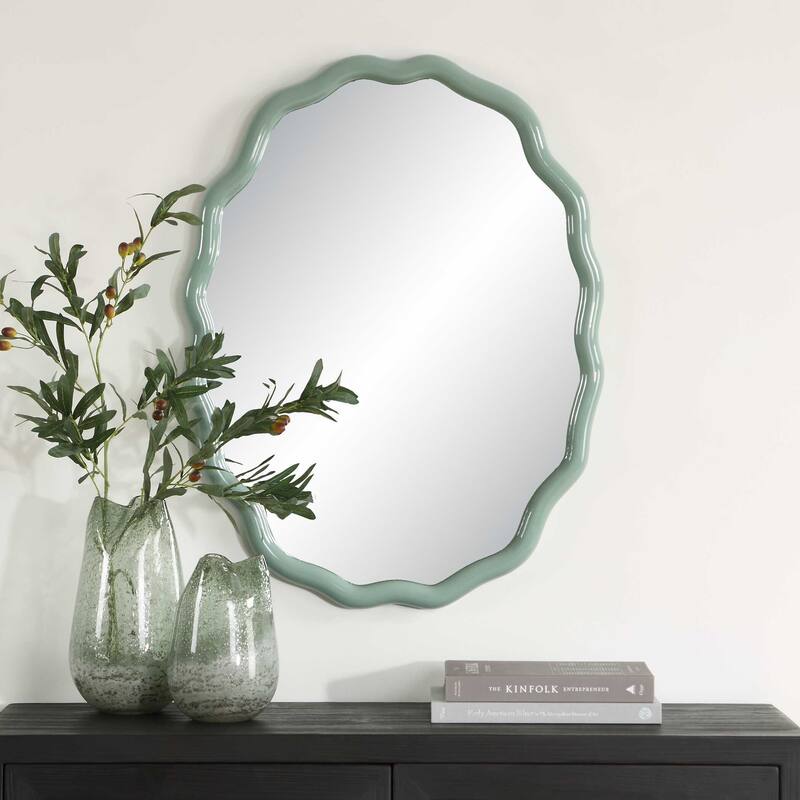 Uttermost Isly Robin's Egg Blue Oval Mirror - 24.00" W x 31.75" H x 1.25" D