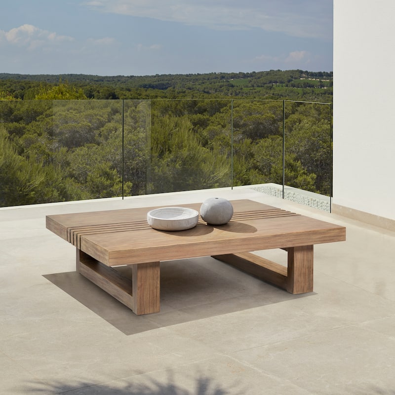 Vivid Outdoor Patio Coffee Table in Eucalyptus Wood - Light Brown