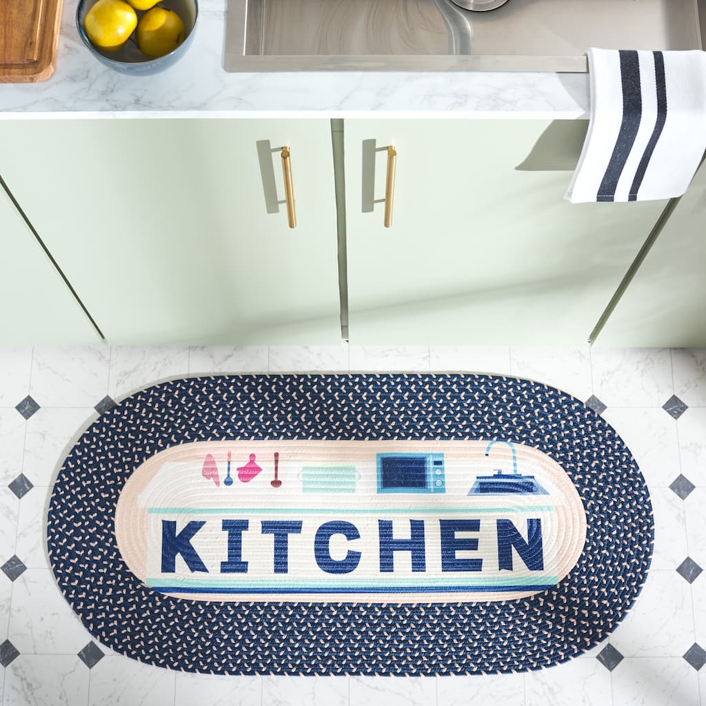 SAFAVIEH Handmade Braided Kitchen Poster Tamila Rug - 1'8" x 4' Oval