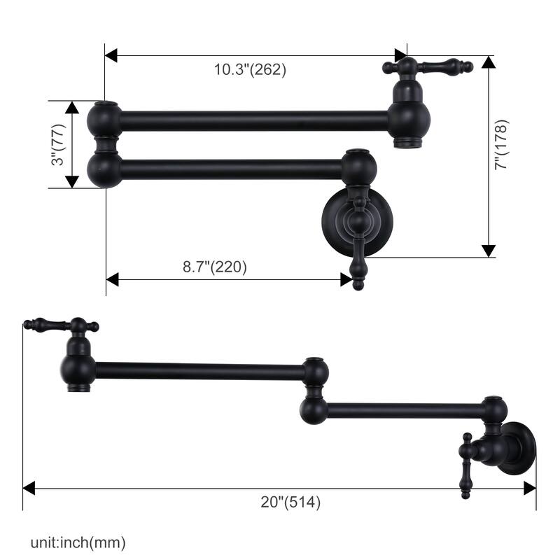 WOWOW Wall Mounted Pot Filler Faucet with Double Joints