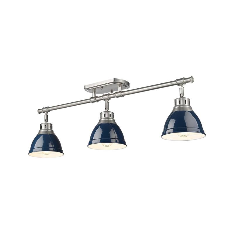 Yep by Golden Lighting Duncan 3-light Semi-Flush Mount in Pewter and Navy Blue shade - 3-Light Semi-flush