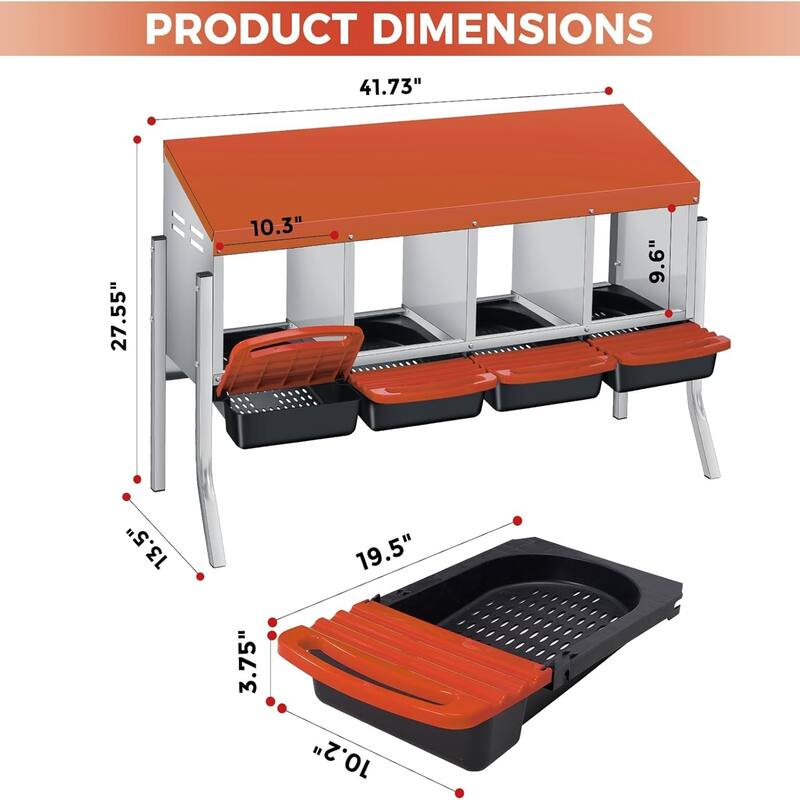Roll-Away Nesting Boxes for Chickens Coop with Perch