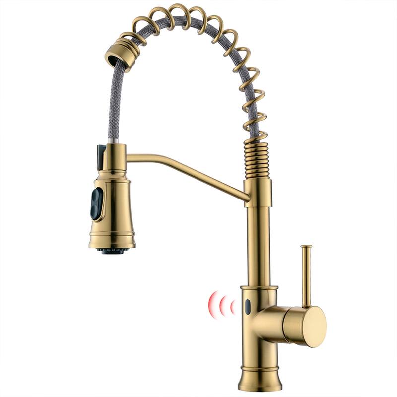 Gold Touchless Kitchen Sink Faucet with Pull Down Sprayer - Gold