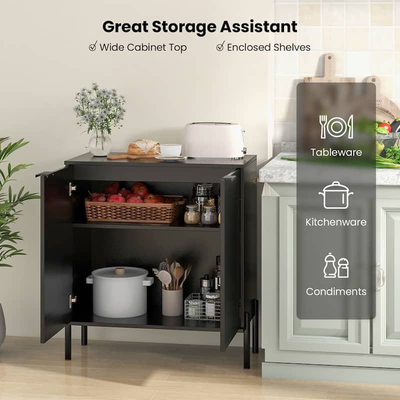 Gymax 2-Door Buffet Cabinet Sideboard Cabinet w/ Shelf Metal Legs &