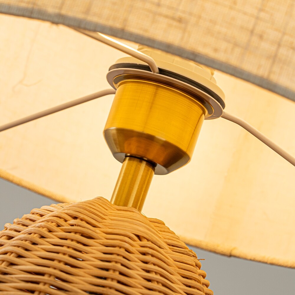 20'' Natural Rattan Bedside Table Lamp Coastal Nightstand Lamp