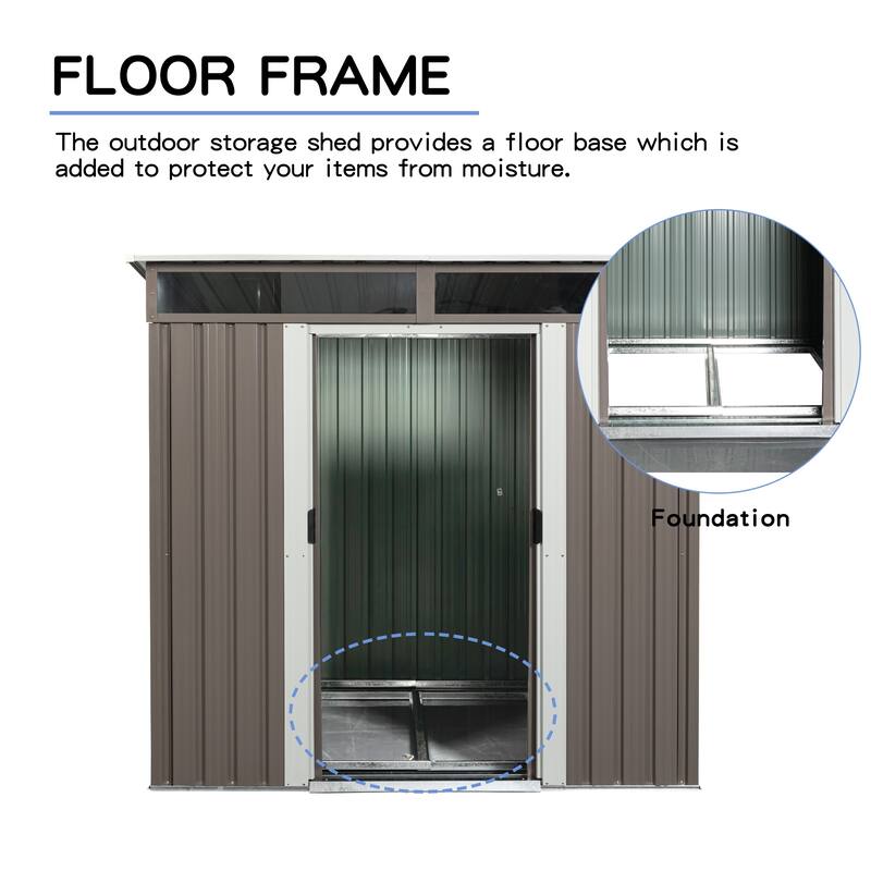 Rustproof Galvanized Steel Storage Shed Garden Shed with Sliding Lockable Doors & Tilted Roof Waterproof Tool Shed