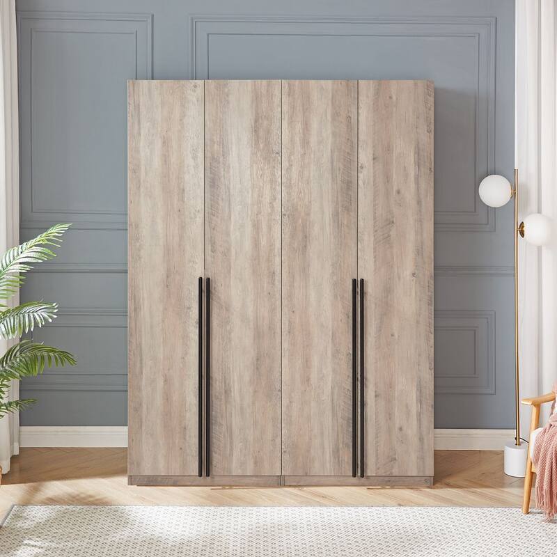 Manhattan Comfort Lee Modern 3.0 Freestanding Wardrobe Closet Armoire Set of 2 - Rustic Grey