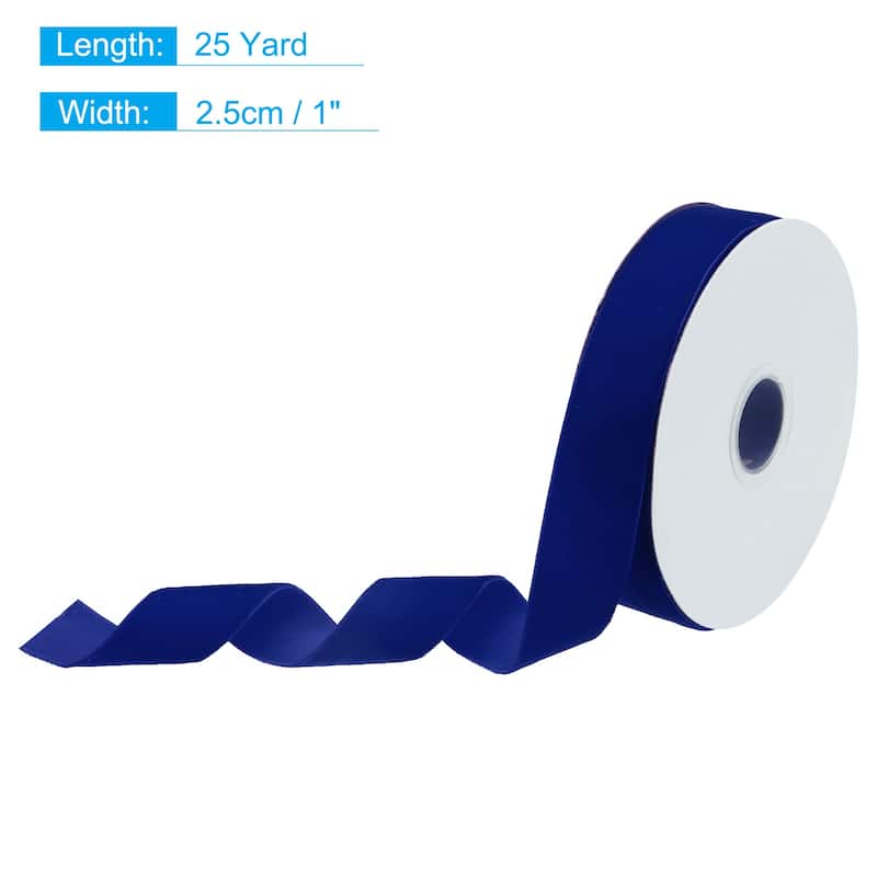 Velvet Ribbon Single Face Spool Silky for Gift Wrapping Bow Decoration - Dark Blue - 1 Inch x 25 Yard
