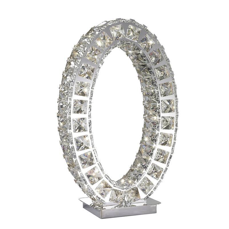 Finesse Decor Oval Crystal Extravaganza Table Lamp with LED Strip - Oval Shape - Oval Shape