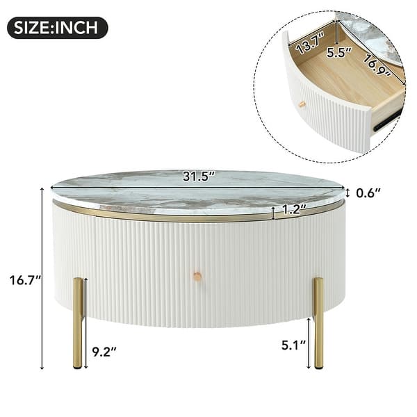 Round Storage Coffee Table with 2 large Drawers - Bed Bath & Beyond ...
