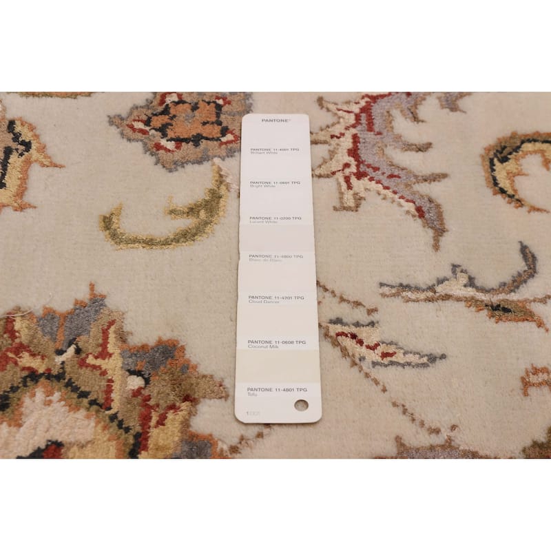ECARPETGALLERY Hand-knotted Finest Agra Jaipur Ivory Viscose, Wool Rug - 7'7 x 9'11
