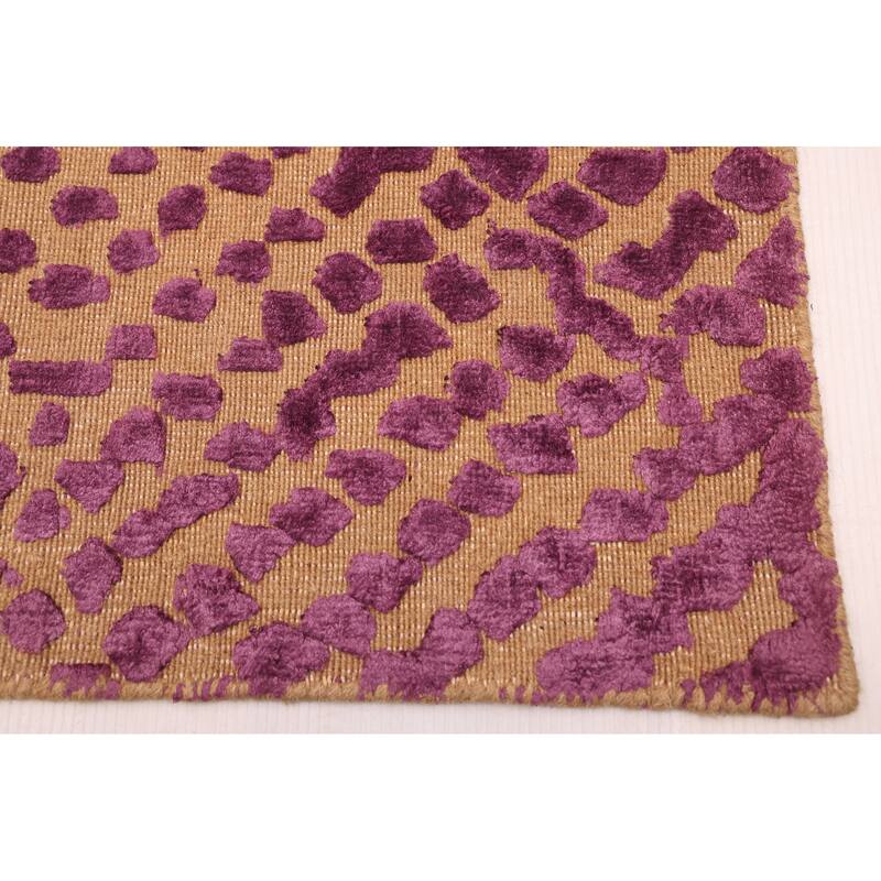 ECARPETGALLERY Hand Loomed Elysian Purple Viscose, Wool Rug - 5'0 x 8'3