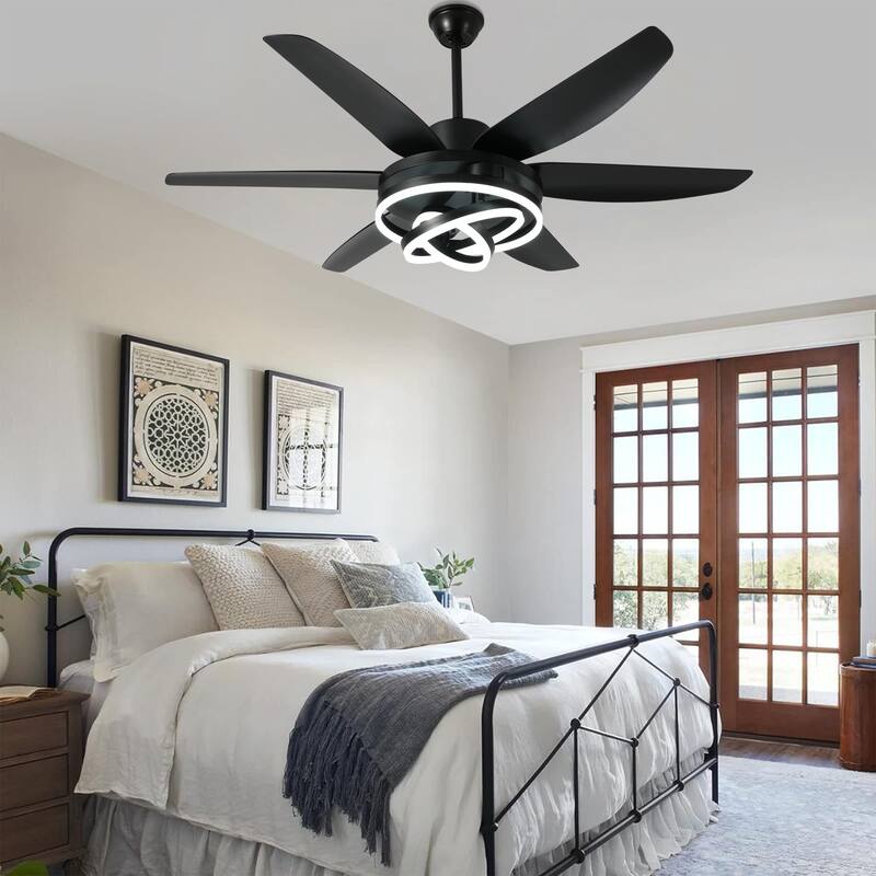 Oaks Aura 56" Dimmable Ceiling Fan with LED Light,Modern Deformable Fan Light with APP Control,6 Reversible Blades,6 Speeds