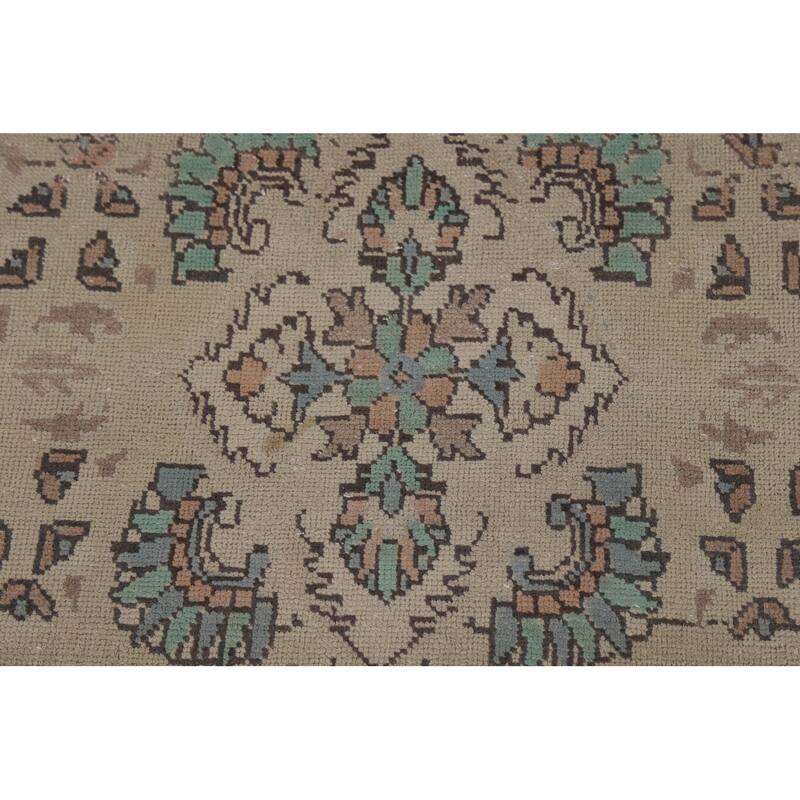 Traditional Beige Tabriz Persian Area Rug Handmade Wool Carpet - 10'3"x 12'8"