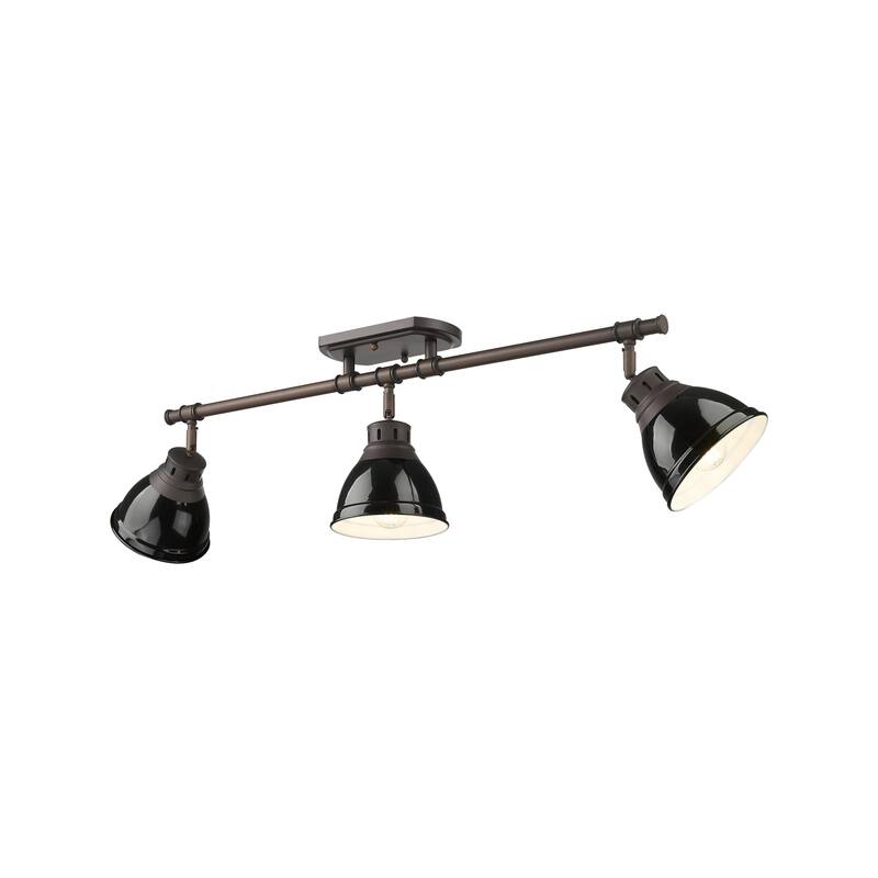 Yep by Golden Lighting Duncan 3-light Semi-Flush Mount in Rubbed Bronze and Black shade - Rubbed Bronze - 3-Light Semi-flush