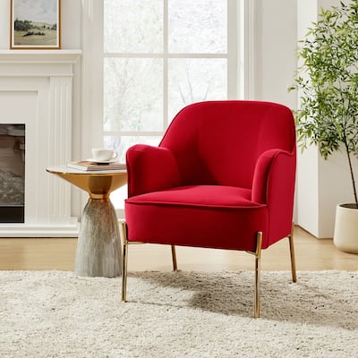 Nora Modern Velvet Accent Chair for Bedroom with Metal Legs by HULALA HOME