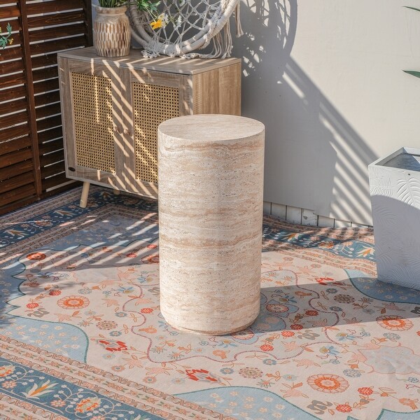 Modern Cylinder-Shaped Magnesium Oxide Side Table - On Sale - Bed