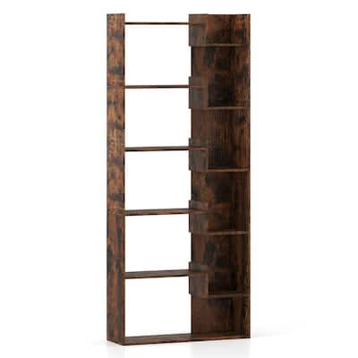 Engineered Wood 11-Shelf Bookcase with Anti-Tip Kits and Floor Pads - 27" L x 9" W x 64" H