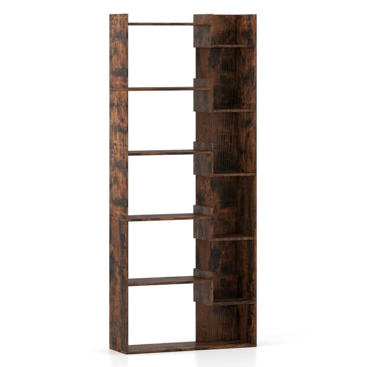 Engineered Wood 11-Shelf Bookcase with Anti-Tip Kits and Floor Pads - 27" L x 9" W x 64" H