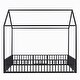 preview thumbnail 12 of 12, Black Full Size Metal House Bed with Fence, Roof, and Door for Kids