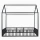 preview thumbnail 12 of 26, Full Size House Design Platform Bed, Metal Floor Bed Frame with Fence, Door and Roof, No Box Spring Needed for Bedroom
