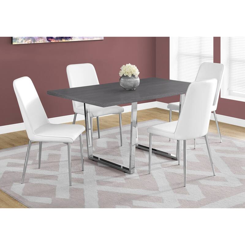 Dining Table, Rectangular, Kitchen, Dining Room, Chrome Metal - Grey