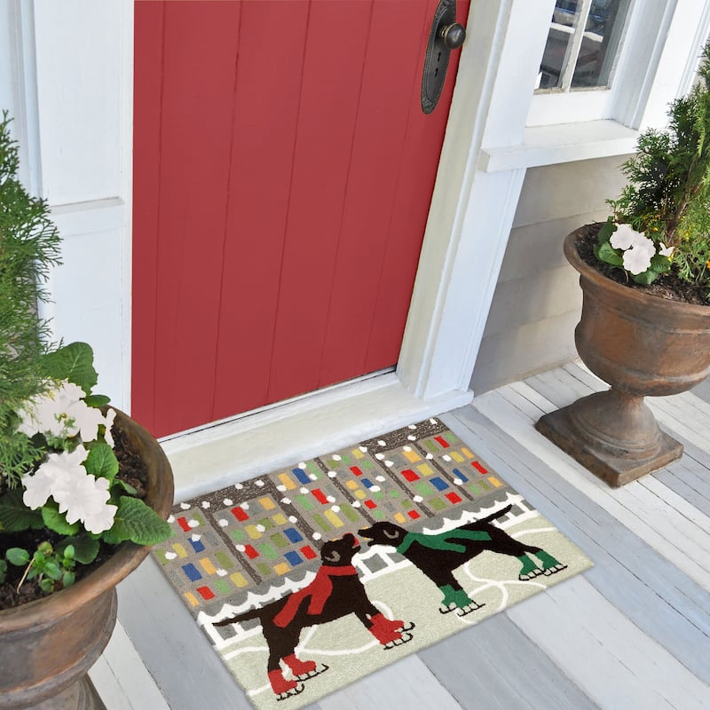 Liora Manne Frontporch Holiday Ice Dogs Indoor/Outdoor Mat - 1'8" x 2'6"