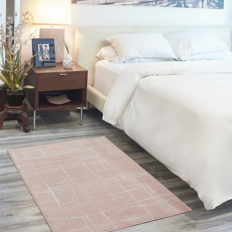 Nourison Whimsicle Modern Lines Abstract Area Rug - 3' x 5' - Pink Ivory - Runner/Rectangle