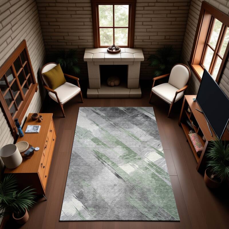 Premium Washable Super Soft Abstract Stripe Mayfield Rug - Aloe - 5' x 7'6"