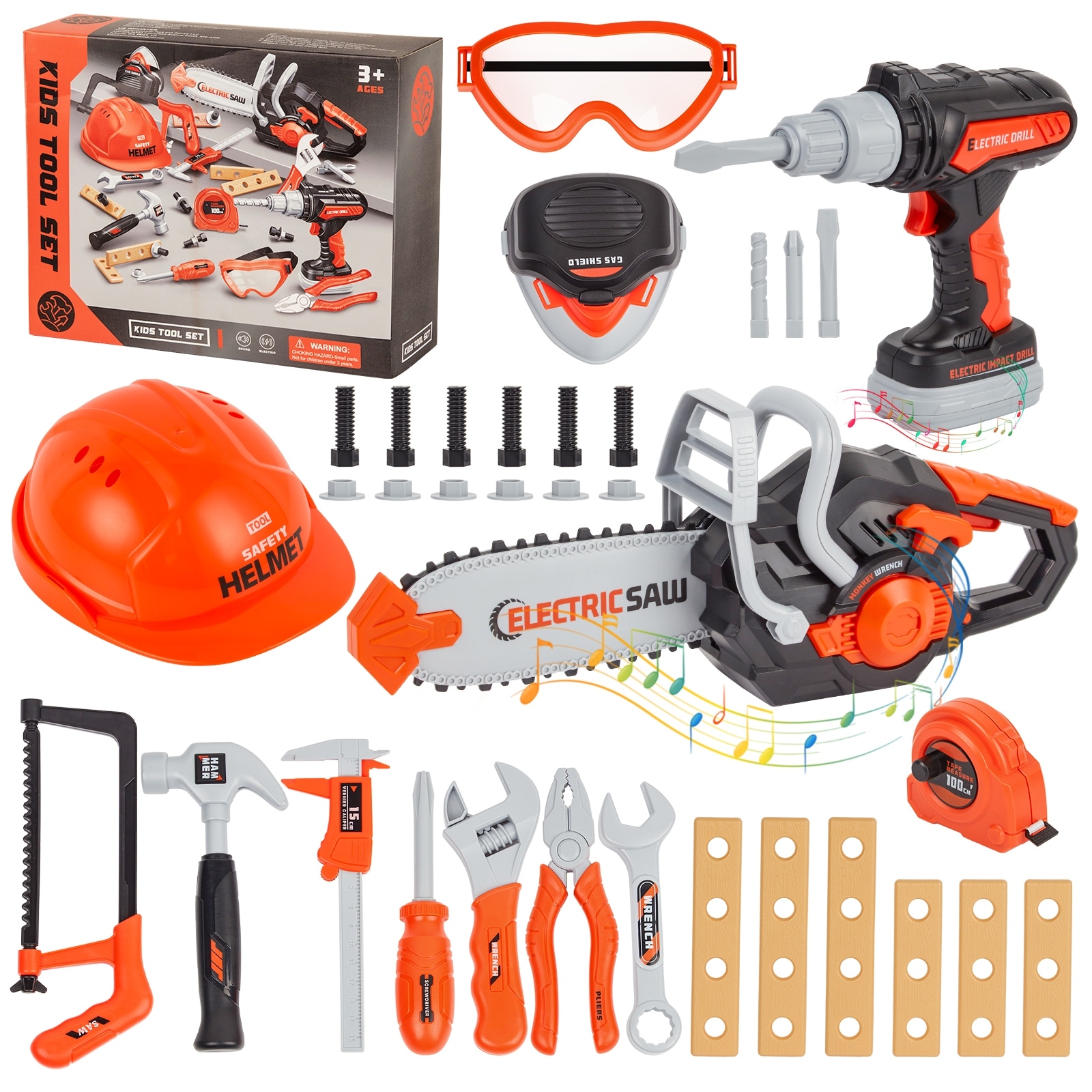 Kids Tool Set, 35PCS Toddler Tool Set with Electronic Toy Chainsaw