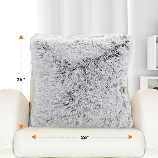 dimension image slide 7 of 41, Cheer Collection Super Soft Shaggy Long Hair Throw Pillows Set of 2 Plush Accent Cushions