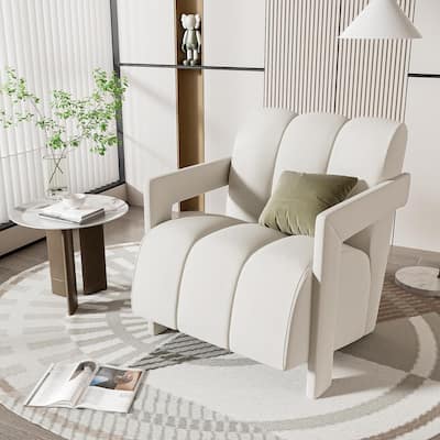 Roomfitters Modern Minimalist Leisure Armchair with L-Shaped Armrests and Polyester Upholstery