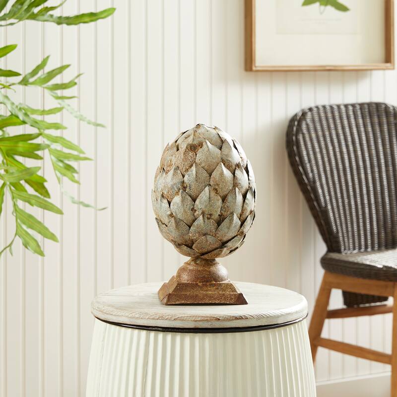 Weathered Metal Artichoke Finial Small