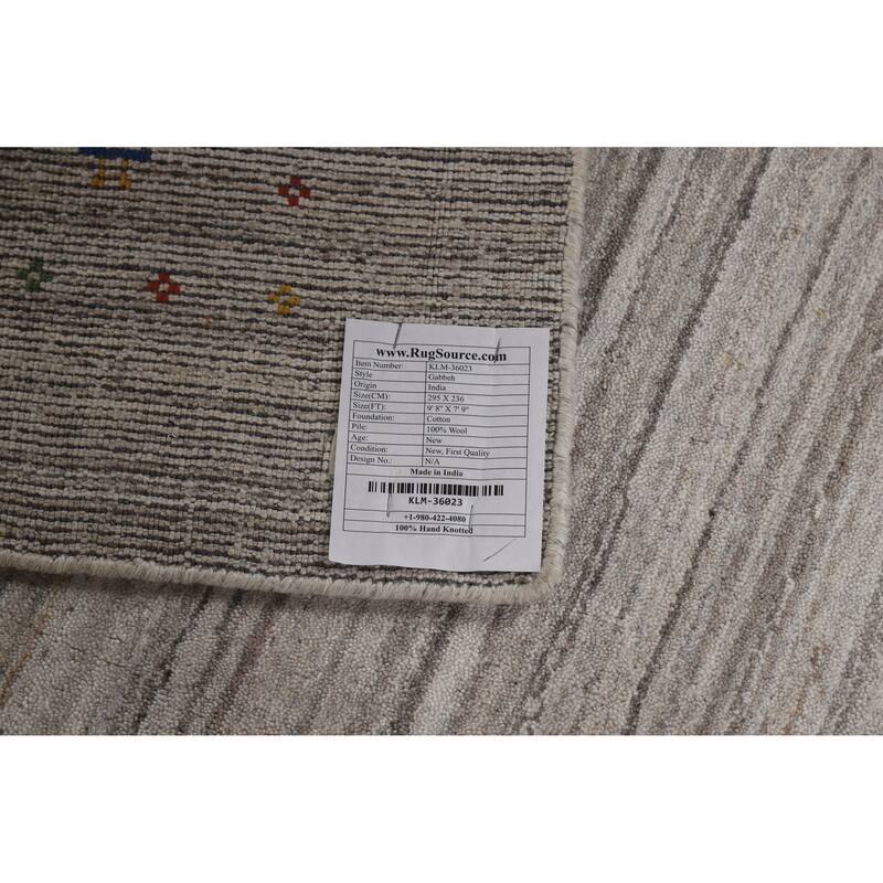 Striped Gabbeh Oriental Area Rug Handmade Wool Carpet - 7'9" x 9'8"