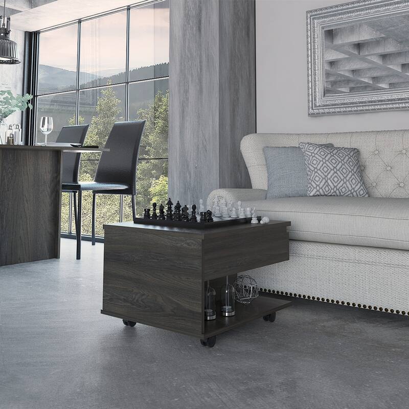 22" Compact Modern Coffee Table with Storage Drawer and Locking Wheels for Living Room or Bedroom - 21.6”L x 19.6”W x 15.3”H