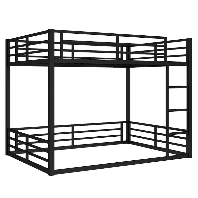 Metal Queen over Queen Bunk Bed for Teens and Adults,Space-Saving/Noise Reduced/No Box Spring Needed,Black