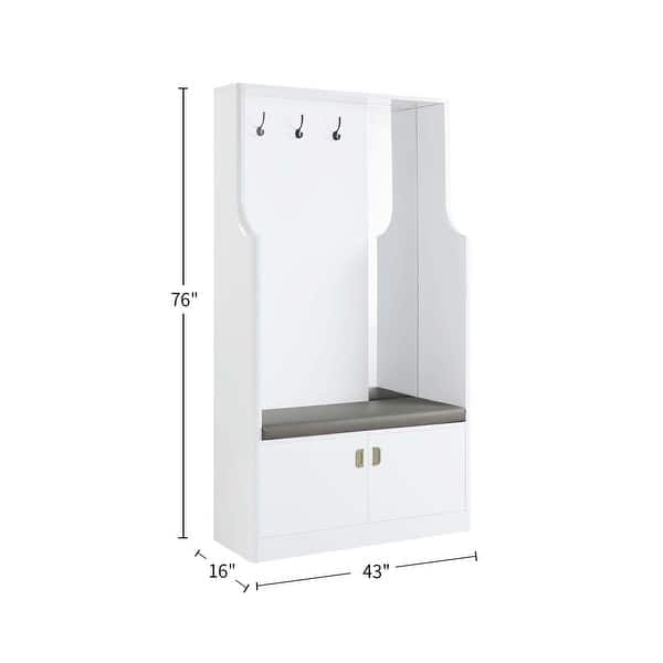 2 Doors Hall Tree Cabinet with Storage Shoe Bench in White - Bed Bath ...