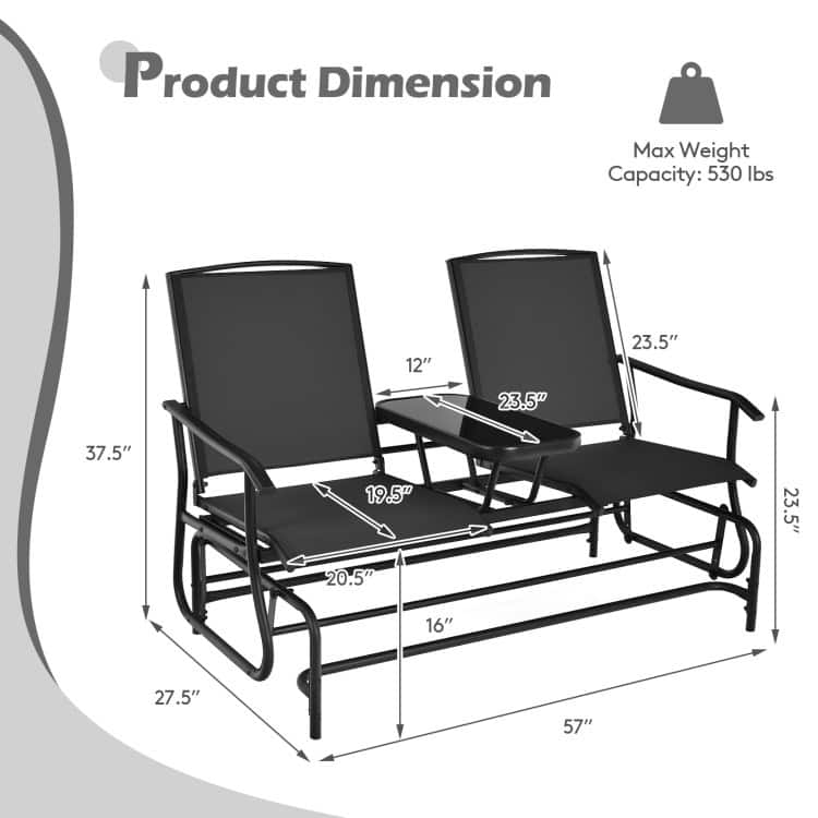 Comfortable 2-Person Loveseat for Patio and Garden - 57" x 28" x 38" (L x W x H)