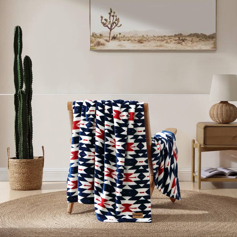 Wrangler Printed Ultra Soft Plush Fleece Throw Blanket.