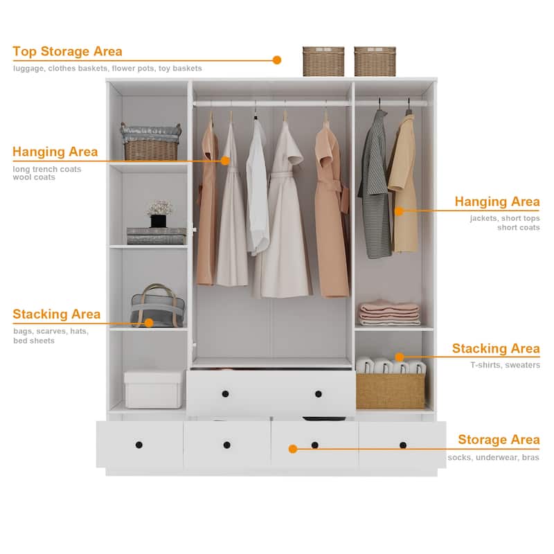 Bedroom Armoire Closet Armoire Wardrobe Closet Clothing Rod Drawer