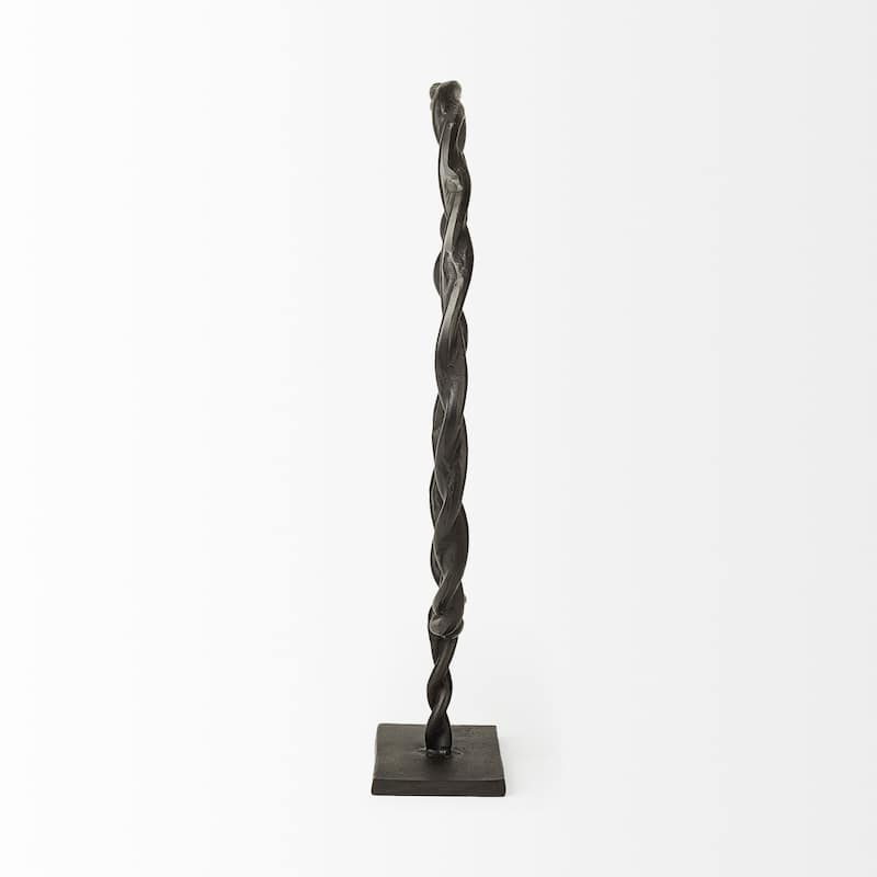 HomeRoots 23" Black Metal Round Braided Tabletop Sculpture