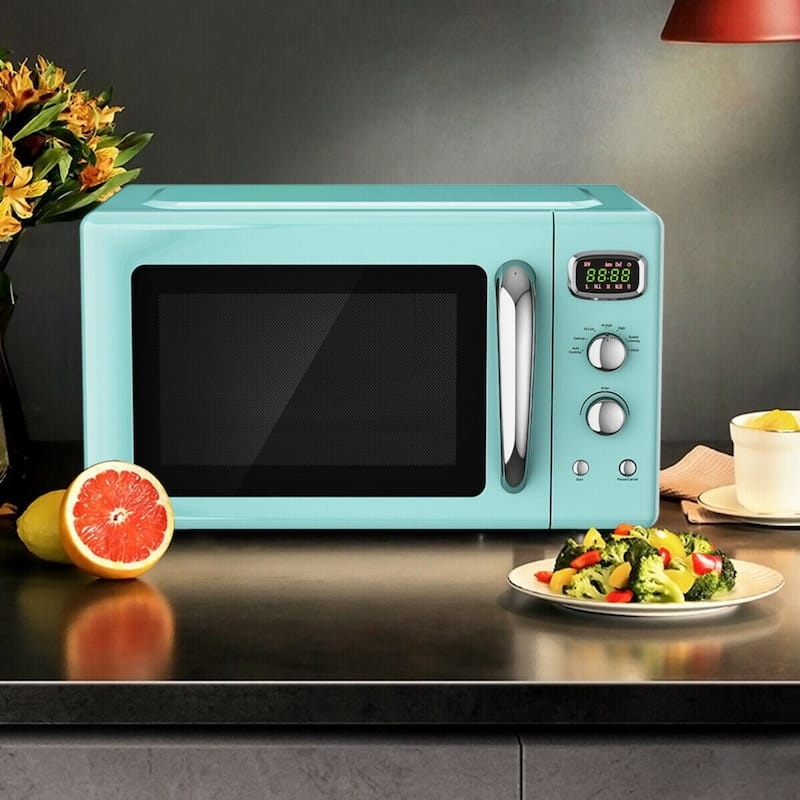 0.9 Cu Ft Microwave Oven with 360 Degree Rotating Glass Turntable and 5 Cooking Modes Child Safety Lock - 19.5" x 14" x 11"