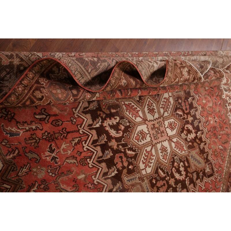 Geometric Heriz Persian Vintage Area Rug Handmade Oriental Wool Carpet - 8'4"x 11'0"