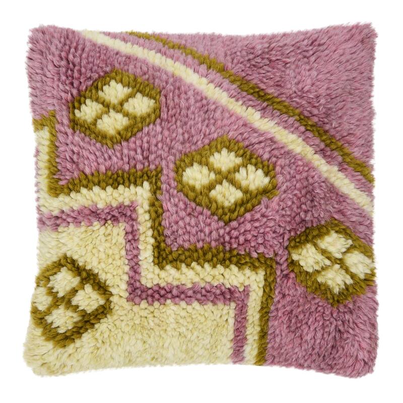 Wool and Cotton Tufted Pillow with Design